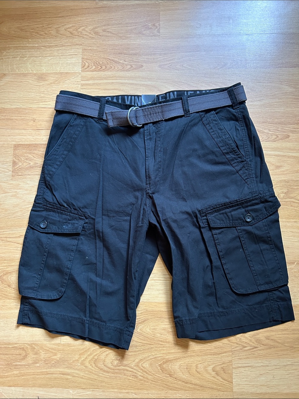 Calvin Klein Black Men's Cargo Shorts with Web Belt